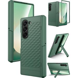 Miimall for Samsung Galaxy Z Fold 7 Case with Screen Protector & Hinge Protection & Kick Stand, Full Body Screen Cover, Ultra-Slim Anti-Drop Shockproof Rugged Phone Case for Galaxy Z Fold 7, Green