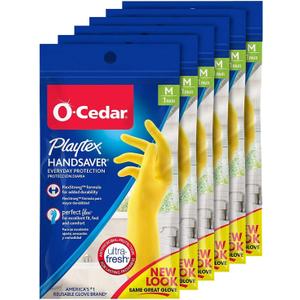 PLAYTEX HandSaver Rubber Gloves for Kitchen and Household Cleaning (6 Pairs)