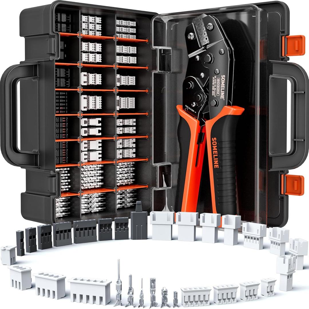 SOMELINE Crimp Tool Connector Kit, 30 Types, 32-20 AWG Crimper, JST-PH 2.0mm/XH 2.5mm/Du Pont 2.54mm Connector kit, Crimping Pliers for JST, Du pont, KF2510, Molex, TE Series