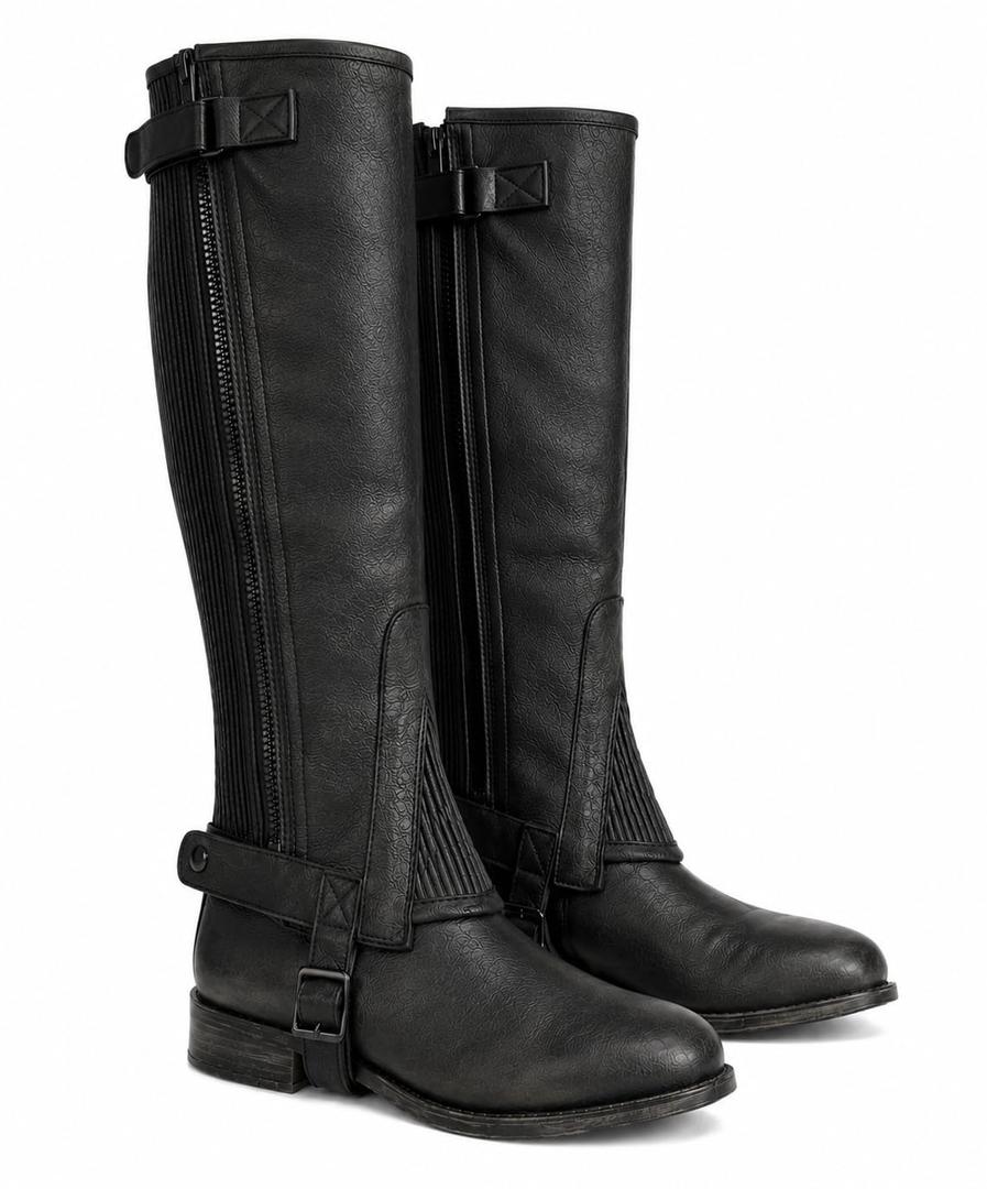 ROYAL HORSE Genuine Leather Half Chaps for Horse Riding – Zip-Up, Breathable, Built to Last | Men and Women (XL)