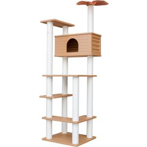 74.8 Inches Tall Outdoor Weatherproof Cat Tower, Multi-Level Cat Tree, Large Cat Condo with PVC Board and Cat Scratching Posts, for Outside and Indoor Cat Houses