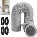 Portable AC Hose Insulation Sleeve with 4 Adjustable Straps, Portable Air Conditioner Hose Cover Wrap for 5" & 5.9" Diameter Exhaust Hose, Insulated Hoses Duct Vent Cover, Grey, 1PCS