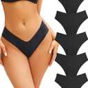 FINETOO Womens Seamless Underwear Soft Stretch Briefs Invisibles Hipster V Cut cheeky No Show Bikini Panties 5 pack S