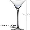 Hand Blown Crystal Martini Glasses, Long Stem Cocktail Glass, 4.8 oz, Set of 4, Clear