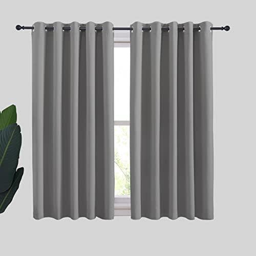 NICETOWN Silver Grey Blackout Curtain Panels for Bedroom, Thermal Insulated Extra Wide Blackout Draperies and Drapes for Basement (2 Panels, W70 x L54-inch) 