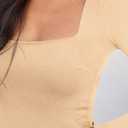 REORIA Womens Basic Sexy Square Neck Double Lined Long Sleeve Bodysuit Tops Jumpsuits (XXL)
