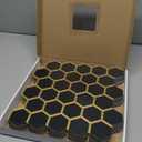 Hexagon Peel and Stick on Backsplash for Kitchen and Bathroom, Black Marble Look PVC Mixed Metal Gold Self Adhesive Metal Mosaic Tiles(10 Sheets, Seamless), 11"L x 10.6"W x 0.1"H