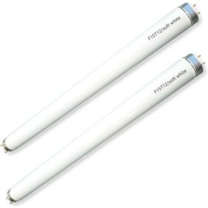 (2 Pack) 18 inch F15T12/Soft White K&B Fluorescent Tube, T12 15Watt Warm White 3000K Replacement for Kitchen & Bath Light Bulb,G13 Bi-pin Base