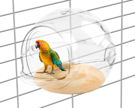 Bird Nest for Cage, Washable Clear Observation Small Bird House Hanging, Transparent Can Be Observed, Warm Birds Bed Plush Hut with Cotton Pads, Bite-Resistant, for Parakeet Parrots (Orange, Small)