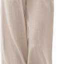 LILLUSORY Women's Linen Summer Palazzo Pants Flowy Wide Leg Beach Pants with Pockets (Beige, L)