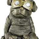 Large Garden Statue Dog Solar Lamp Succulents with LED Light 15" Dog Sculpture Courtyard Balcony Home Decoration