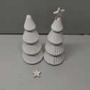 Wooden Christmas Tree Figurines with Removable Star, 2Pcs Distressed White Wood Christmas Trees, Rustic Xmas Centerpieces for Tables, Farmhouse christmas Decor Indoor (WHITE)