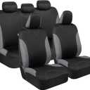 BDK UltraSleek Gray Seat Covers for Cars, Two-Tone Front Seat Covers with Matching Back Car Seat Cover, Made to Fit Most Auto Truck Van SUV, Interior Car Accessories, Car Seat Covers Full Set