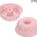 Uxcell 2pcs Silicone Cake Pan, 6 Inch Non-Stick Fluted Tube Pan Flower Shape Silicone Baking Molds for Cake, Muffins, Cheese Cake, Pink