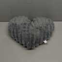 16 Inch Gray Heart Pillow Cute Soft Decorative Throw Pillows, Heart Shaped Fluffy Faux Fur Pillows Cushions for Couch Chair Bed Bedroom Room Home Decor Aesthetic (1, Gray, Medium-16 x13)
