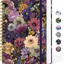 Lined Spiral Notebook Journal for Work, 300 Pages Thick B5 (7.1"x10") College Ruled Journal for Women & Writing, Hardcover Notebook for Note Taking, Perfect for Office Home School, Midnight Bloom
