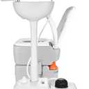 YITAHOME Portable Camping Sink, Handwashing Station with Adjustable Wash Basin, Soap Dispenser, Metal Handle, Large Wheels for Outdoor, Travel, Boat, Gather, Garden, Worksite, White