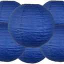 Pack Of 6 Round Paper Lanterns Lamp Wedding Birthday Party Decoration (Royal Blue, 4"/10CM)