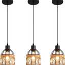 Farmhouse Pendant Light Fixture, Black Pendant Lights for Kitchen Island Industrial Lantern Pendant Light Fixtures with Light Shade, Adjustable Height Hanging Pendant Lighting