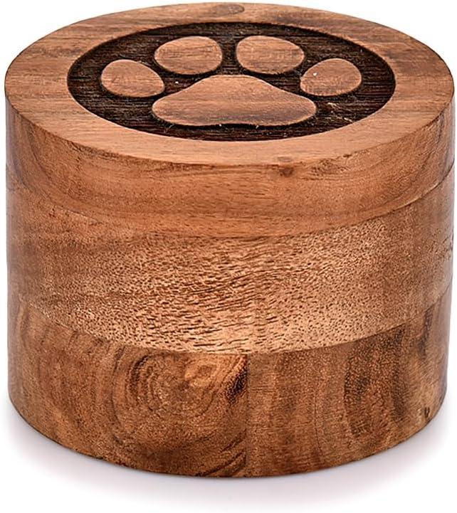 EDHAS Acacia Wood Decorative Urns Funeral Cremation Urn for Ashes for Dogs, Pet Urns for Cats (3.5" x 3.5" x 2.5")