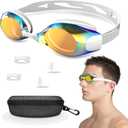 Swim Goggles Nearsighted,Swimming Goggles Shortsighted UV Protection for Women Men Adult Youth Leakproof (-5.5, White)