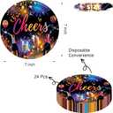 7"Happy New Year Party Plates, 2026 New Year Eve Paper Plates for Holidays Firework Disposable Party Dessert Plate, New Year's Eve Tableware Supplies for Party Celebration Supplies Decorations, 24pcs