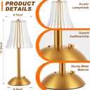 Liliful 8 Pcs Cordless Table Lamp Rechargeable Touch LED Small Gold Portable Battery Operated USB-c Desk Lamp 3 Color Dimmable for Bedroom Living Room Dining (Gold,Rose Style)