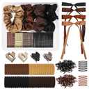 860Pcs Hair Accessories Set for Woman, Bow Hair Clips Hair Scrunchies Bobby Pins Claw Hair Clips Seamless Cotton Ponytail Holders Hair Ties Rubber Elastic Hair Bands with Organizer Box (Brown Set)