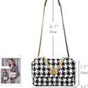 BERTY·PUYI PU Leather Houndstooth Ladies Shoulder Bag Autumn And Winter Fashion Woolen Cloth Crossbody Bag Chain crossbody handbag, Brown and black