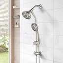 High Pressure 48-Settings Shower Head with Handheld Shower,Drill-Free 3-Way Diverter for Easy Reach,Adjustable Height Slide Bar Dual Shower Head Combo Set - Brushed Nickel