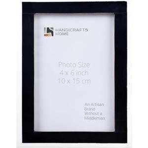 2 x Handicrafts Home 4 by 6 Black White Picture Frame, Handmade Frame For Boho Chic Home Decor, Desk & Wall Decor, Tabletop & Wall, Ideal for Living Room, Office Family Photos, Wedding & Christmas Gift, 4x6