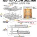 2-Tier Kitchen Cabinet Pull Out Shelf and Drawer Organizer Slide Out Pantry Storaqe Basket in Multiple Sizes (16" W x 21" D)