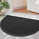 DEXI Front Door Mat Outside Entrance 20x32 Half Round Dark Grey | Semi Circle Heavy Duty Non Slip, Dirt Trapper Waterproof Exterior Entry Mats All Weather for Patio Entryway Porch Garage