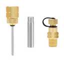 Roastove Brass Gauge Adaptor 1/ 4 NPT Female, 2-1/ 2 OAL x 1-2/ 5" x 1/ 8" Probe with Stainless Steel Sheath, Pressure Gauge Fitting kit