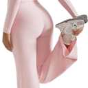 OMKAGI Womens Lounge Set Lace Square Neck Long Sleeve Tops Wide Leg Pants 2 Piece Outfits (Pink, XL)