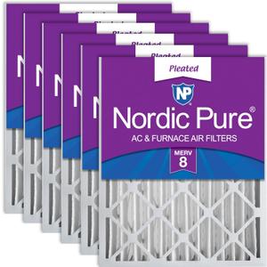 Nordic Pure 16x20x4 (Actual Size: 15 1/2 x 19 1/2 x 3 5/8) Pleated MERV 8 Air Filters 6 Pack
