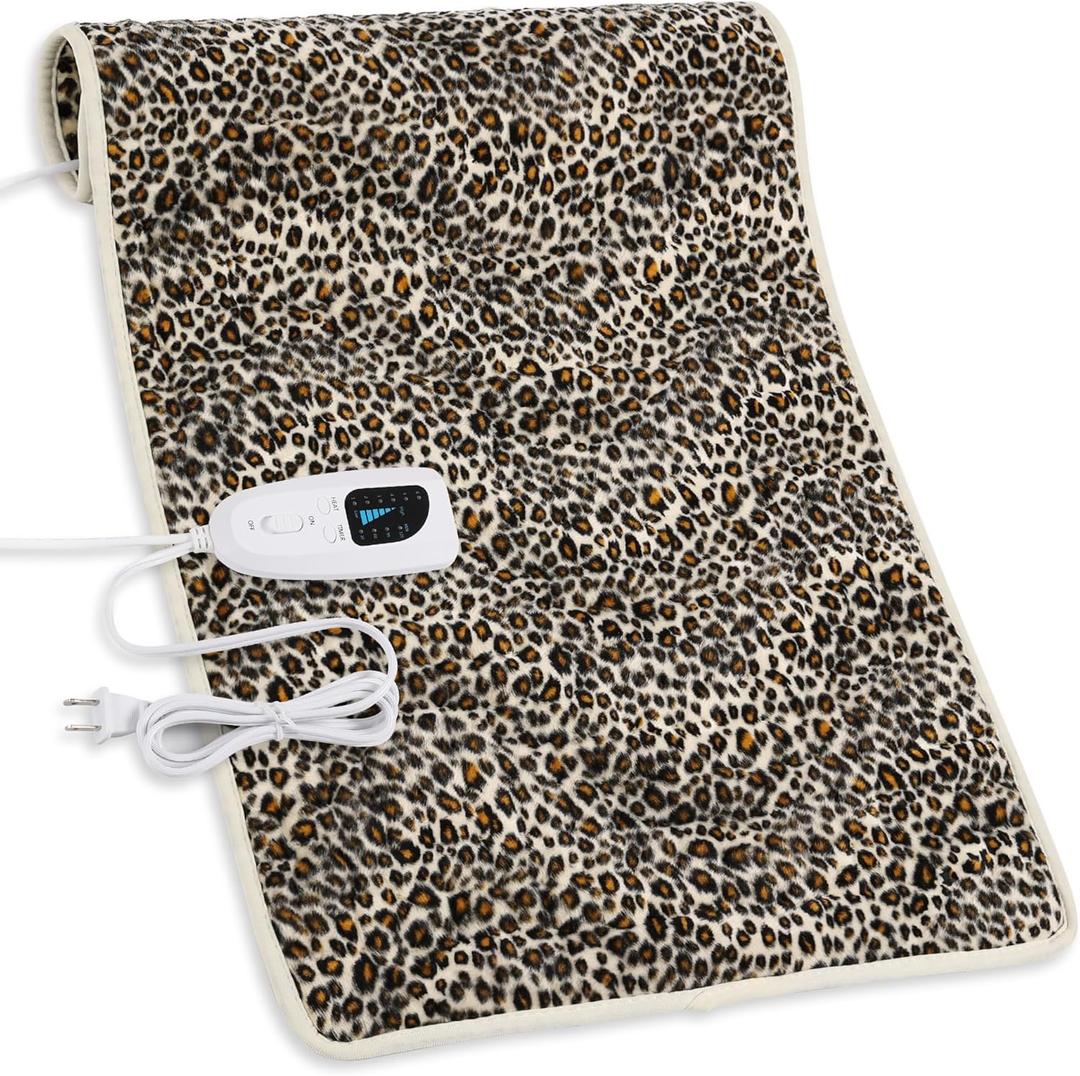 Heating Pad,Electric Heating Pads for Back,Hot Heated Pad for Abdomen,Shoulder,Knee,Multiple Temp and Auto Shut Off (33" x 17", Leopard Print)
