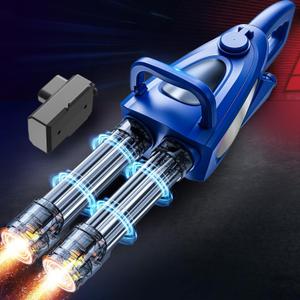 Gatling Electric Water Gun with Rotating Barrel Dual Water Output, Modular Battery System, Compatible with External Water Bottle, High-Power Outdoor Toy for Kids Ages 8-12-blue