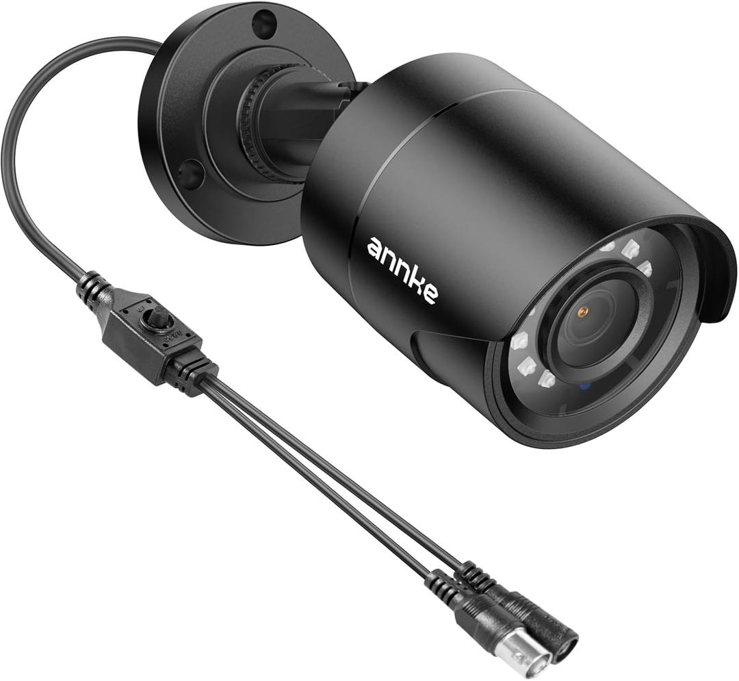 ANNKE 1080p Security Camera 4-in-1 CCTV Bullet Wired Cam, AHD/TVI/CVI/CVBS, Analog Surveillance Video Add-On Black Camera for Outdoor Use, 100ft Clear Night Vision (Power Adapter Not Included) - E200