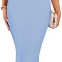 ZESICA Women's 2025 Summer Off The Shoulder Ribbed Knit Sweater Dresses Sleeveless Color Block Party Bodycon Maxi Dress, Large 