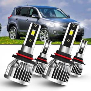 Fit For TOYOTA RAV4 (2006-2012) &1998-2000 Headlight Bulbs Front Bulb Bright Light Combo, 9005/HB3/H10 High Beam + 9006/HB4 Low Beam, Pack of 4