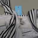 Yonique Women's Tankini Top Only Tummy Control Bathing Suit Top Ruffle Swimsuit Top V Neck Swim Tank Top No Bottom (X-Large, Black and White Stripes)