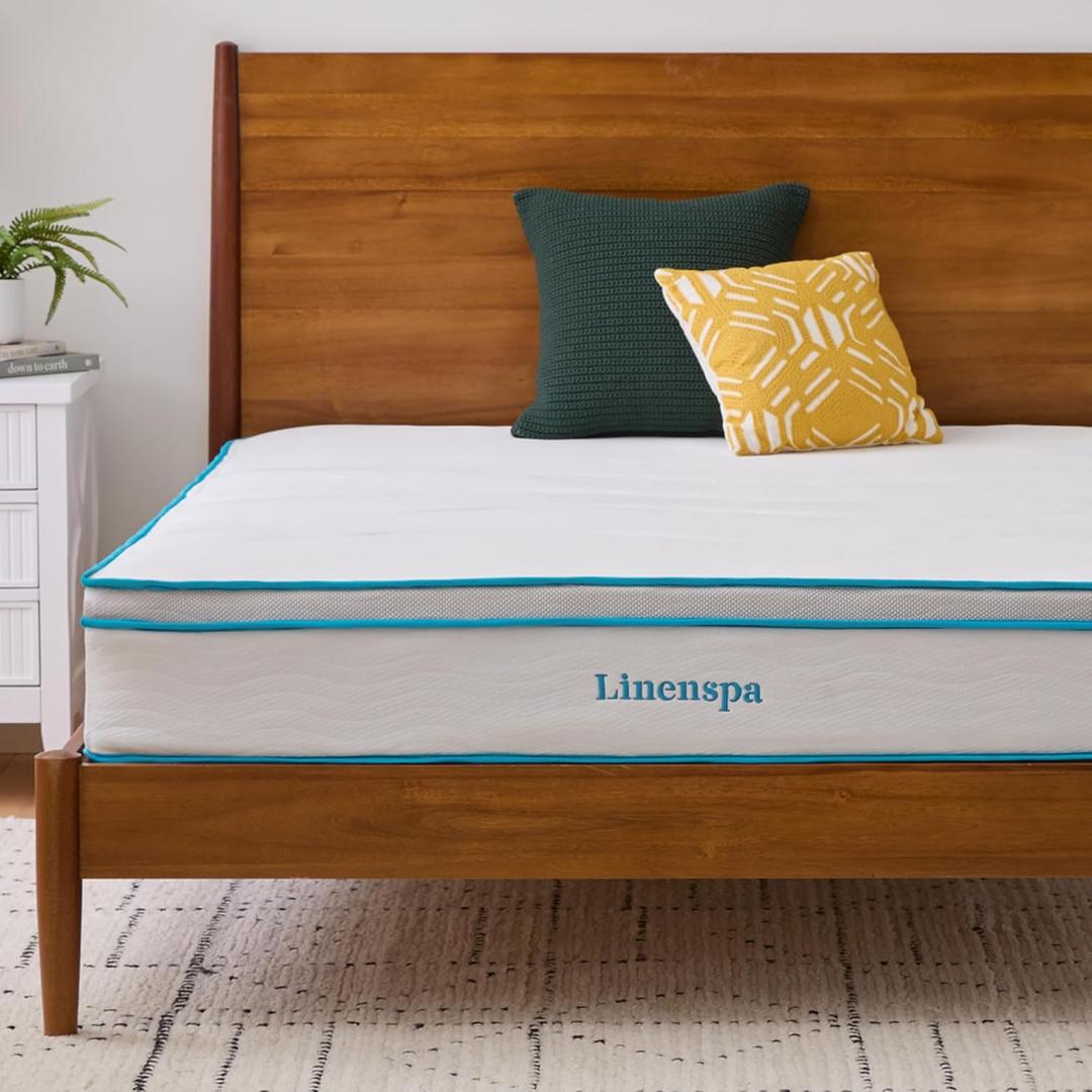 Linenspa 10 Inch Memory Foam and Spring Hybrid Mattress - Medium Feel - Bed in a Box - Quality Comfort and Adaptive Support - Breathable - Cooling - Perfect for a Guest Bedroom - King Size