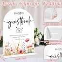 2 x Floral Bridal Shower Decorations, Photo Guest Book Sign, Acrylic Signs for Wedding, Wedding Signage for Reception, Boho Bridal Shower Decorations for Proposal, Engagement Ceremony and Reception, 18, 6x8 Inch