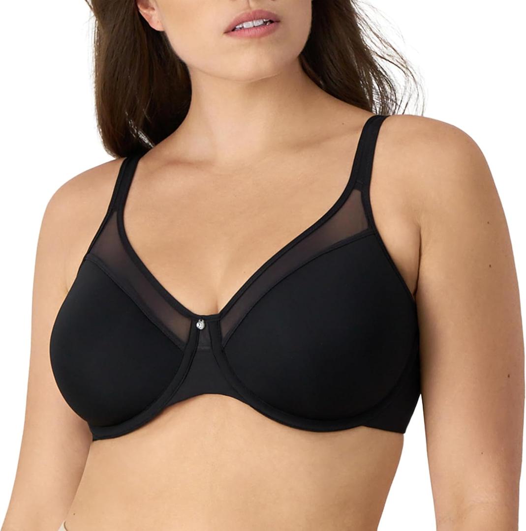 Bali Women's Underwire, One Smooth U Ultra Light T-Shirt, Convertible Bra (36D, Black)