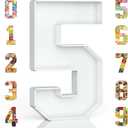 HILAVO Cardboard Number for Charcuterie, 13.7" Cardboard Number 5 Fillable Number for Food Paper Mache Number Boxes for Cupcake Sweet Candy 5th Birthday Anniversary Party Decorations