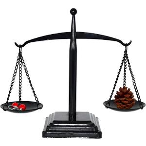 Vintage Style Small Metal Libra Jewelry Towers, Display Tray Cosmetic Organizer Storage, Lawyer Scale of Justice, Farmhouse Candleholder (Black)