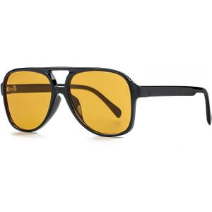 NIDOVIX Polarized Classic Vintage Aviator Sunglasses for Men Women Large Frame Retro 70s Sunglasses (A1 Black/Orange)