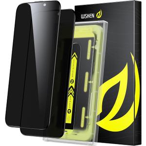 WSKEN for iPhone 15 Pro Max Privacy Screen Protector [Auto-Dust Removal] Full Coverage Screen 2.5D Edge 28 Degree 10s HD Tempered Glass Film with Dust Clean Installing House 2023 5G 6.7inch - 2 Pack