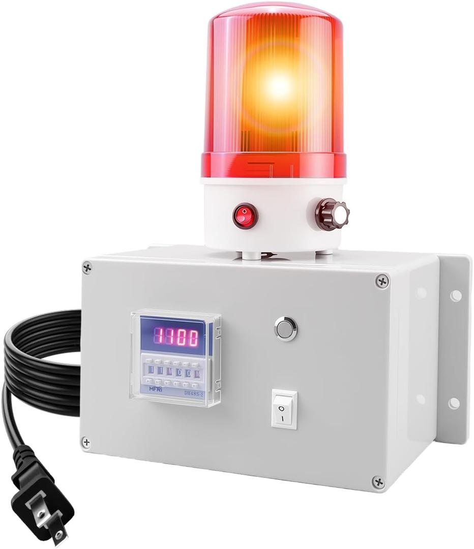 Cycle Timer Alarm, 0110dB Adjustable Volume with Flashing Light, Dual Mode Timer (Cycle & Single), Reset Button, AC110V Industrial Timed Alarm